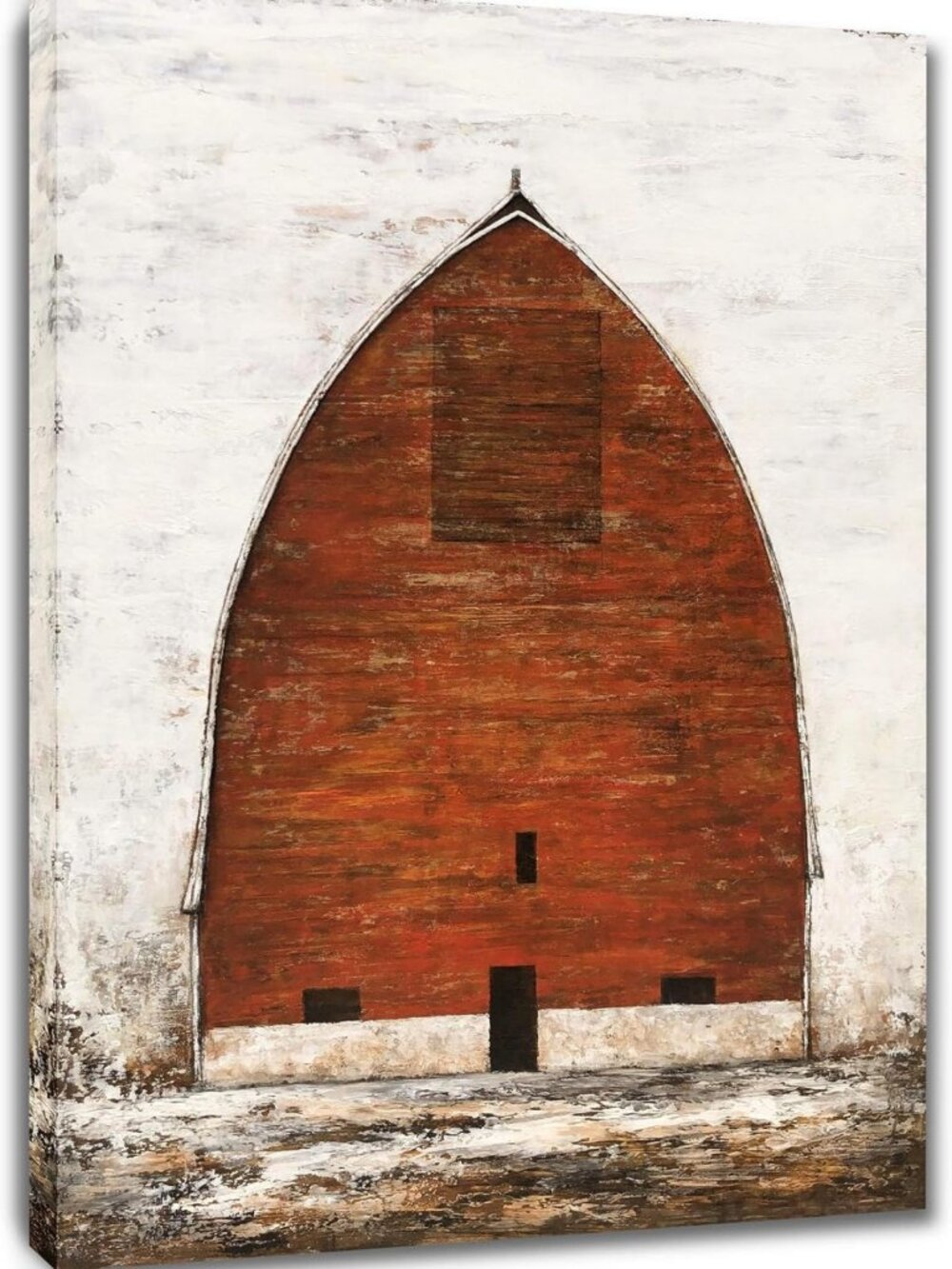 Hand-Painted Red Barn Canvas Wall Art - Vintage Farmhouse Decor for Home, Living